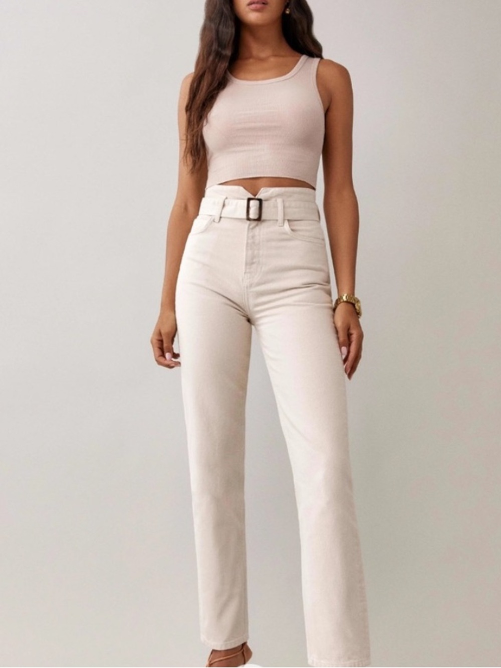 Cynthia Belted High Rise Straight Jeans Size 30